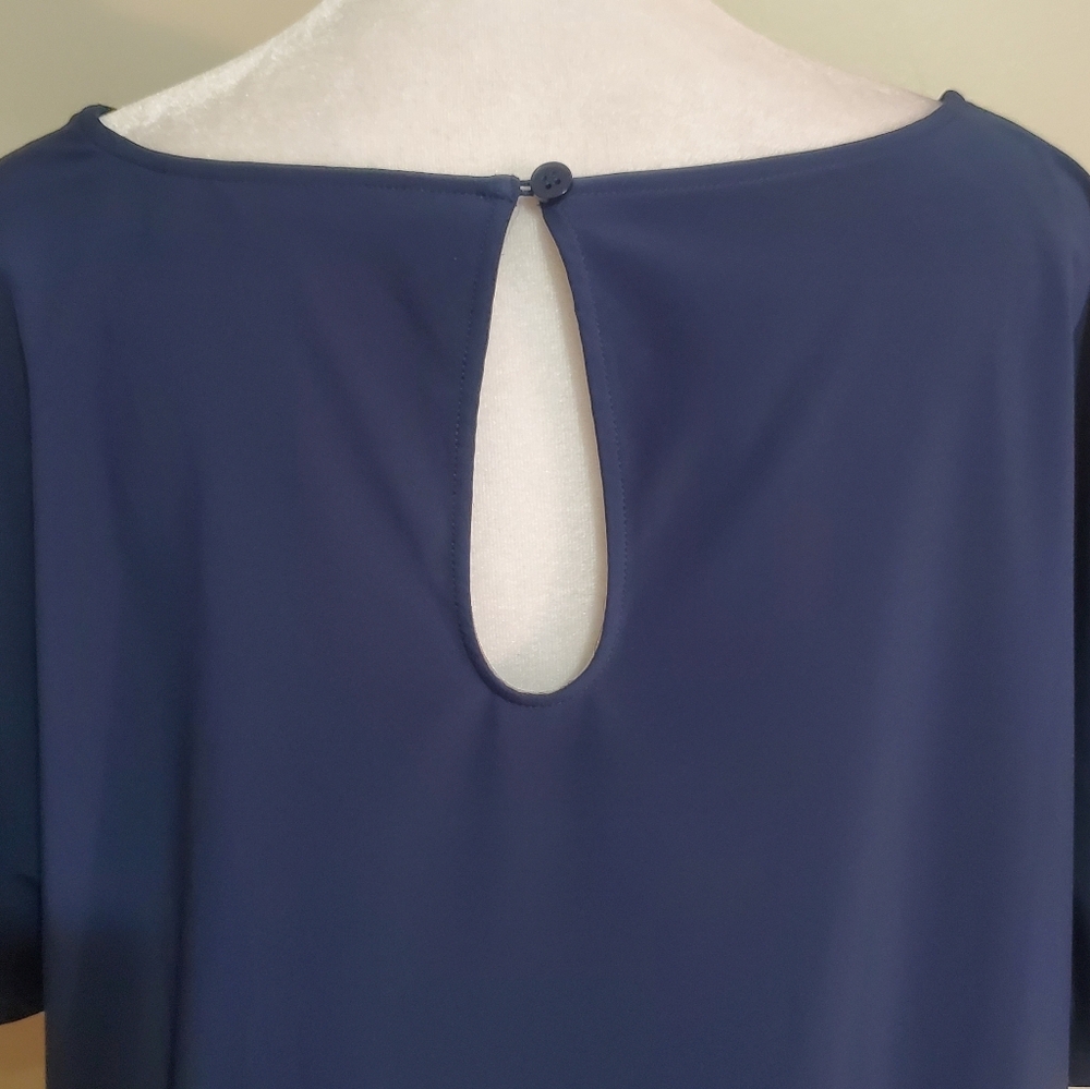 Soft Surroundings Go Lively blue dolman short sleeve draped front tunic top S - Picture 8 of 12